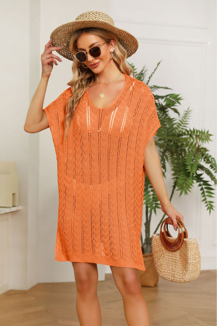 The802Gypsy dress Orange / One Size GYPSY-Side Slit Knit Cover-UP