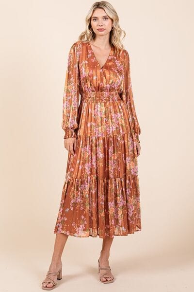 The802Gypsy DRESS Terracotta / S GYPSY-Flower Print Midi Dress