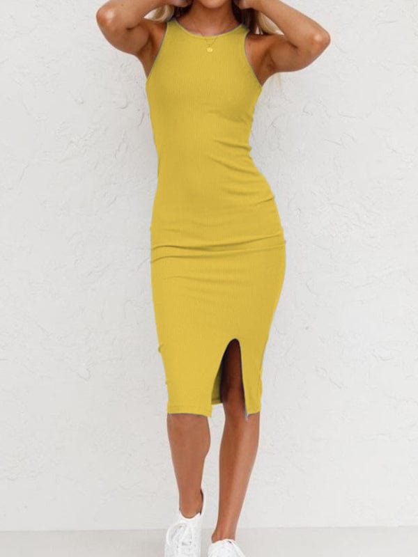 The802Gypsy dress Yellow / S GYPSY GIRL-Fitted Long Tank Top Dress