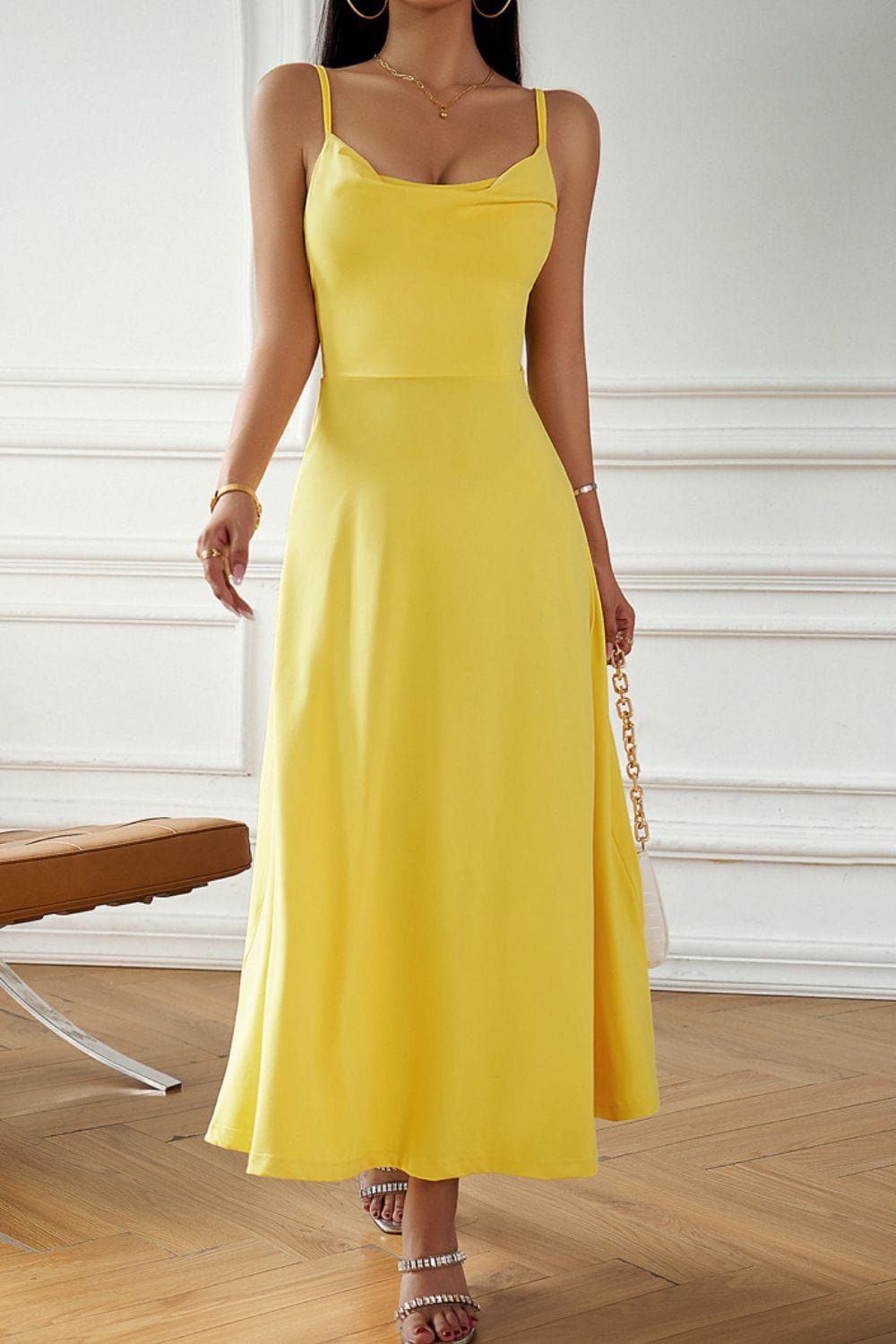 The802Gypsy Dresses Banana Yellow / S GYPSY-Spaghetti Strap Lace-Up Dress