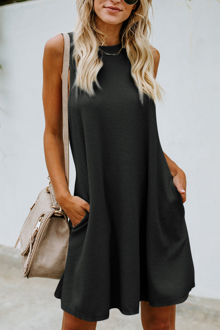 The802Gypsy  Dresses Black / S / 75%Polyester+20%Viscose+5%Elastane TRAVELING GYPSY- Crisscross Cut-out Back Sleeveless Dress