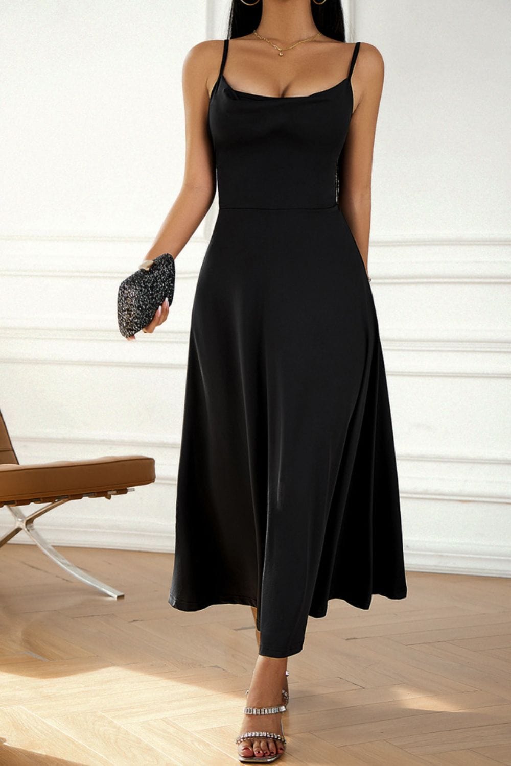The802Gypsy Dresses Black / S GYPSY-Spaghetti Strap Lace-Up Dress
