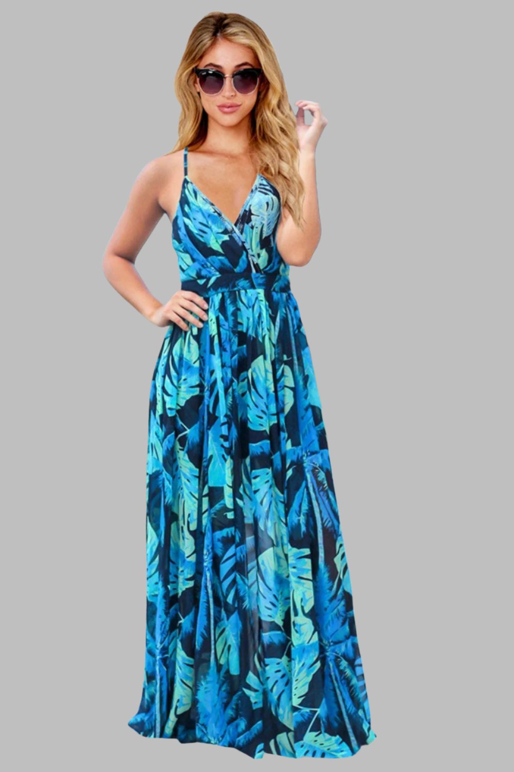 The802Gypsy Dresses Blue / S GYPSY-Crisscross Tropical Vibes Cami Dress ⏹️