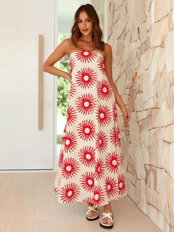 The802Gypsy Dresses Cream / S GYPSY GIRL-Tube Top Long Beach Dress