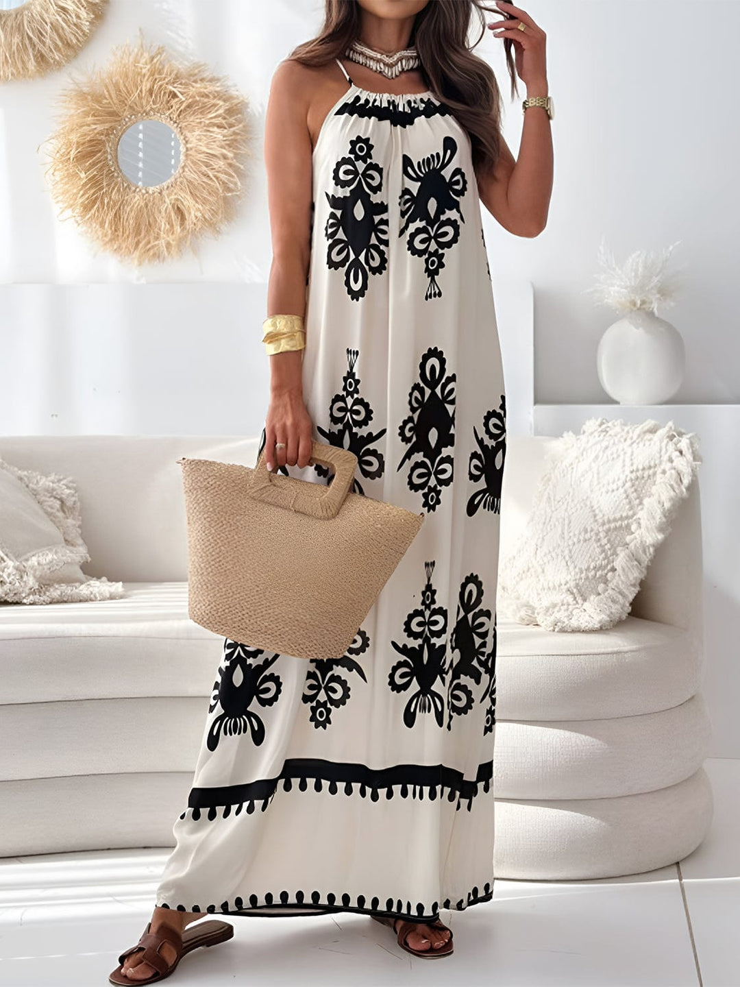 The802Gypsy dresses Dust Storm / S GYPSY-Vacation time Spaghetti Strap Maxi Dress