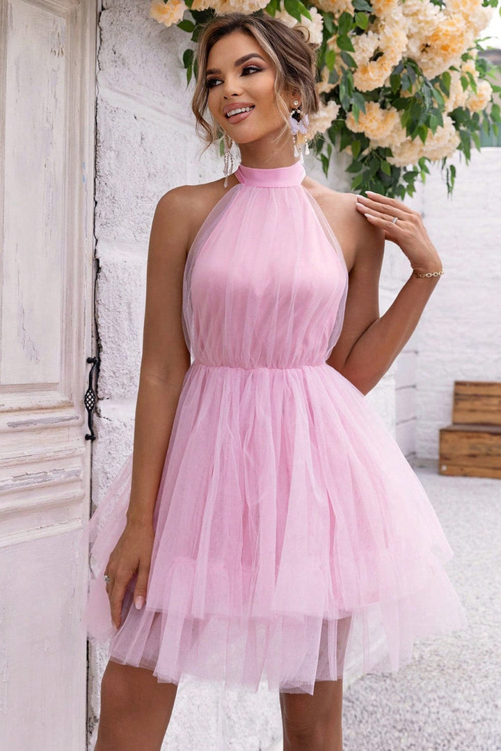 The802Gypsy Dresses/Evening Dresses Blush Pink / XS GYPSY-Alluring Halter Neck Backless Mesh Dress