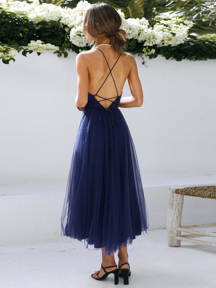 The802Gypsy Dresses/Evening Dresses GYPSY-Backless Crisscross Sleeveless Midi Dress