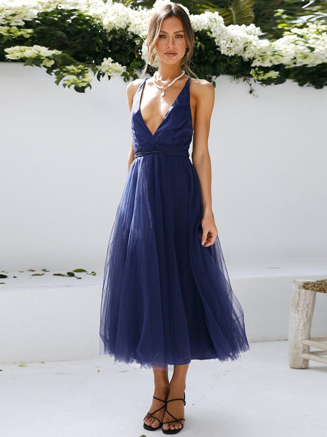 The802Gypsy Dresses/Evening Dresses GYPSY-Backless Crisscross Sleeveless Midi Dress