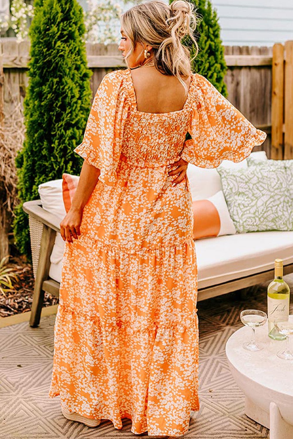 The802Gypsy  Dresses/Floral Dresses TRAVELING GYPSY-Floral Print Wide Sleeve Maxi Dress