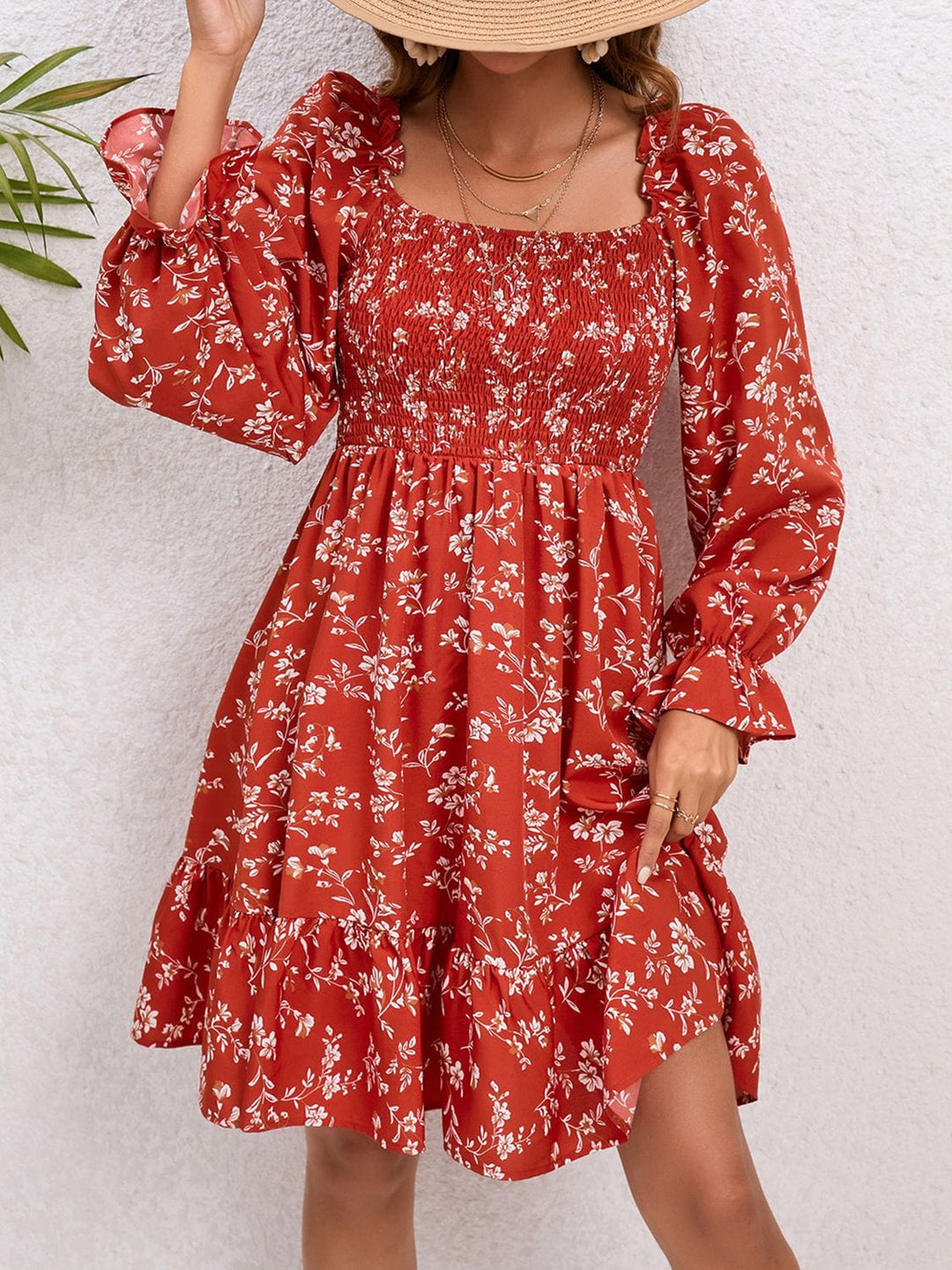 The802Gypsy Dresses Floral / S Gypsy-Apple Floral Square Neck Dress