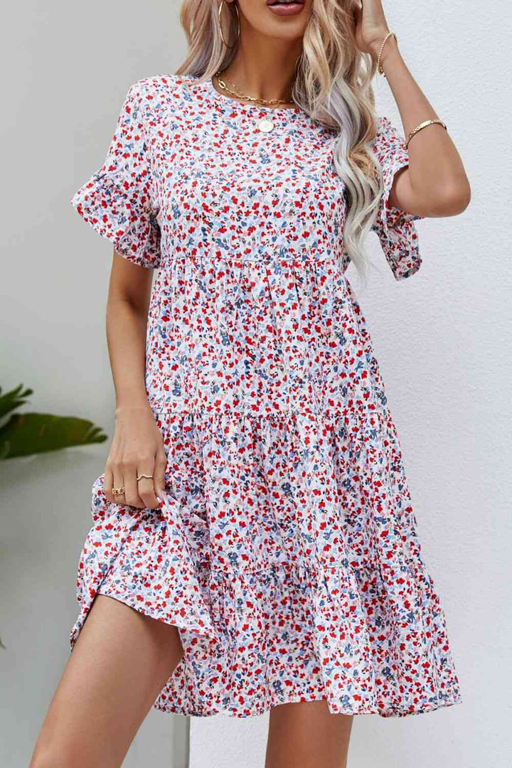 The802Gypsy Dresses Floral / S Gypsy-Floral Flounce Sleeve Tiered Dress