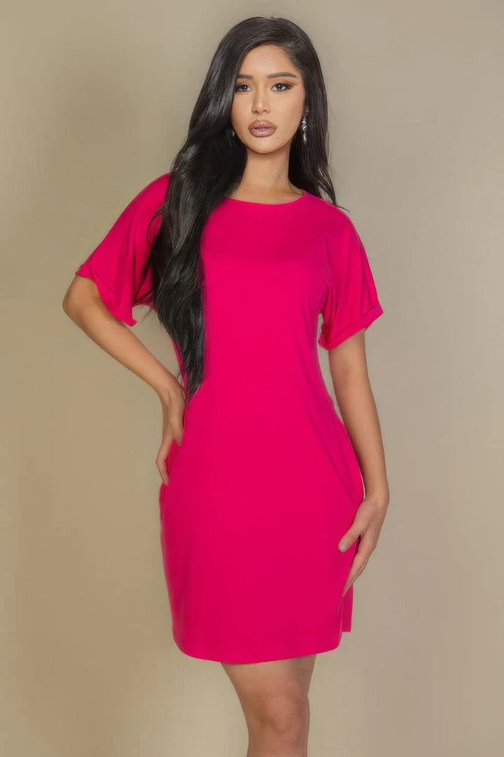 The802Gypsy  Dresses Fuchsia / S ❤️GYPSY LOVE-T-Shirt Styled With Side Pocket Mini Dress 🔷