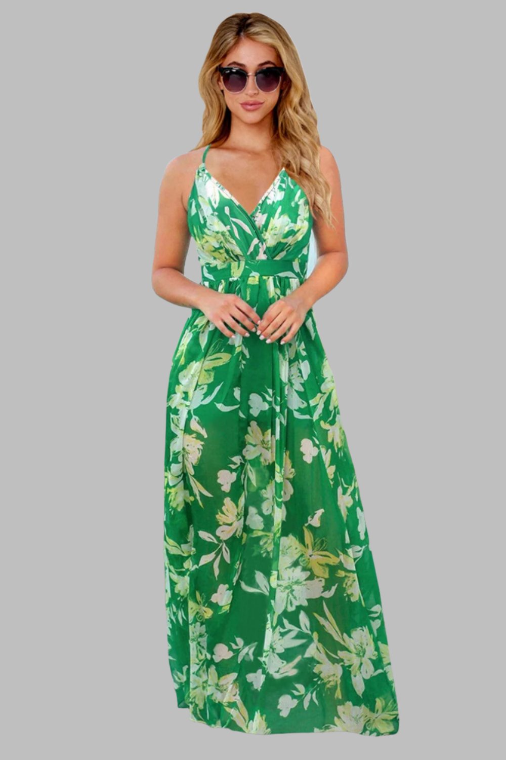 The802Gypsy Dresses Green / S GYPSY-Crisscross Tropical Vibes Cami Dress ⏹️