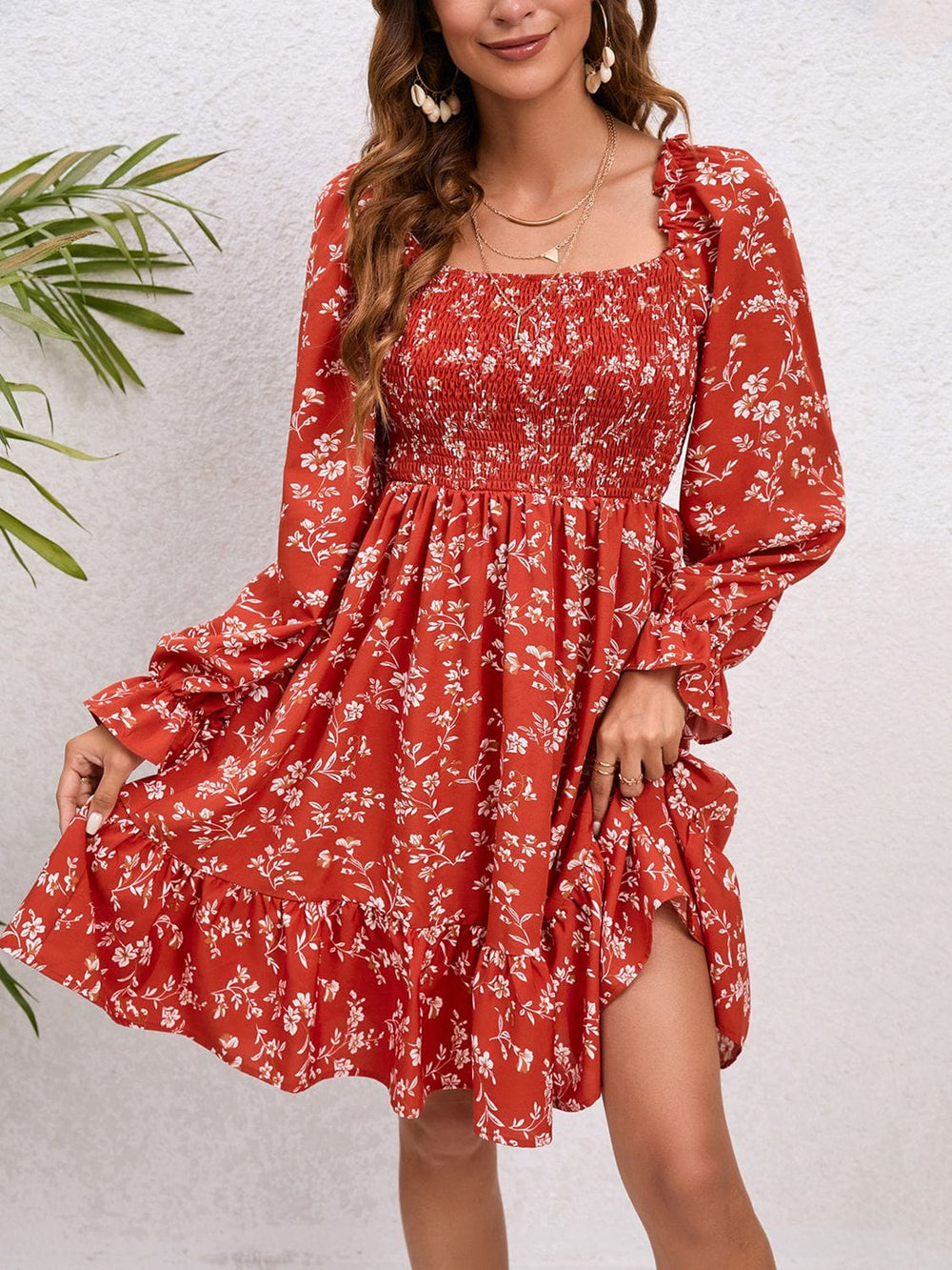 The802Gypsy Dresses Gypsy-Apple Floral Square Neck Dress