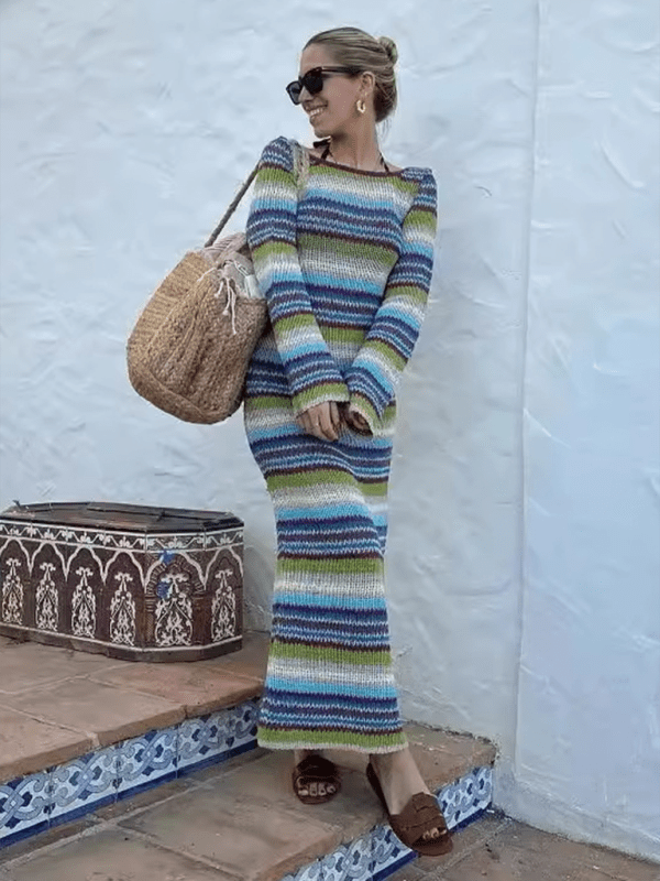 The802Gypsy Dresses GYPSY GIRL-Striped Knit Dress