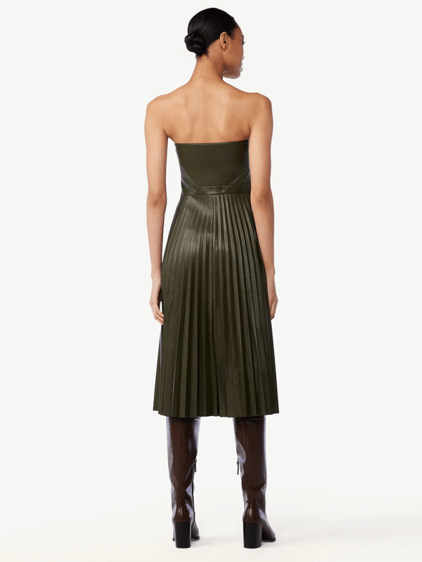 The802Gypsy dresses GYPSY GIRL-Tube Top Pleated Faux Leather Dress