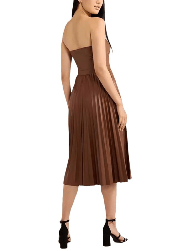 The802Gypsy dresses GYPSY GIRL-Tube Top Pleated Faux Leather Dress