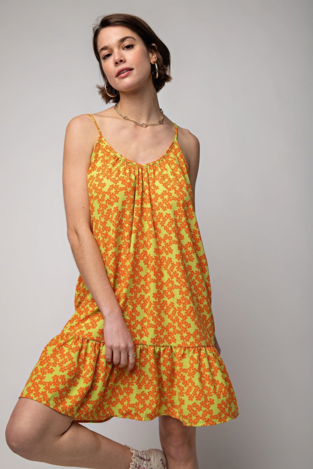 The802Gypsy  Dresses ❤GYPSY LOVE-Floral Printed Wool Peach Cami Dress