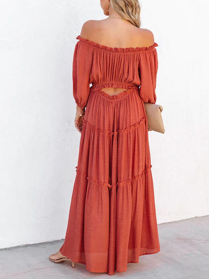 The802Gypsy Dresses GYPSY-Off Shoulder Long Sleeve Maxi Dress