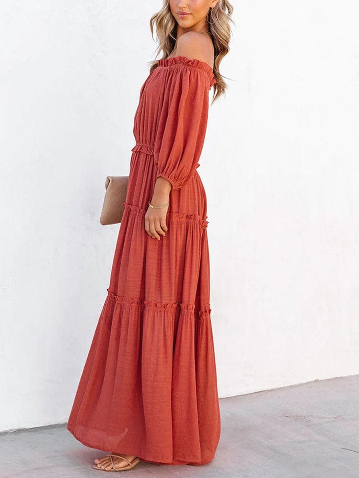 The802Gypsy Dresses GYPSY-Off Shoulder Long Sleeve Maxi Dress