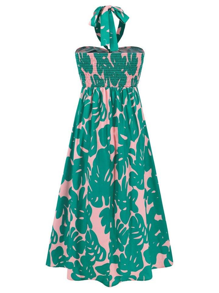 The802Gypsy Dresses GYPSY-Printed Halter Neck Midi Cami Dress