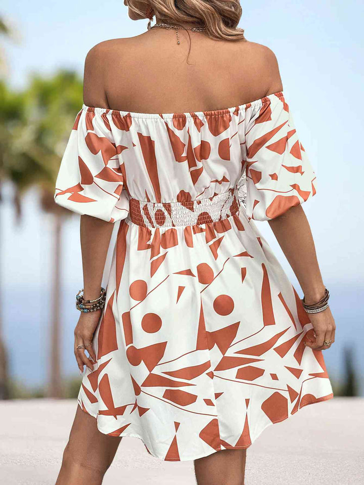 The802Gypsy Dresses GYPSY-Printed Off-Shoulder Dress