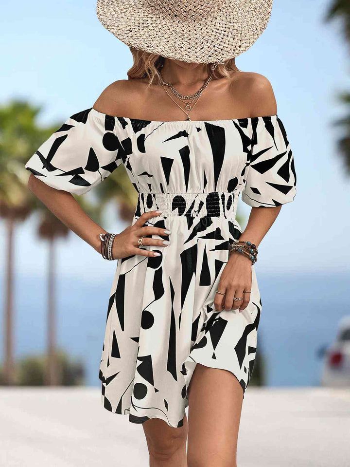 The802Gypsy Dresses GYPSY-Printed Off-Shoulder Dress