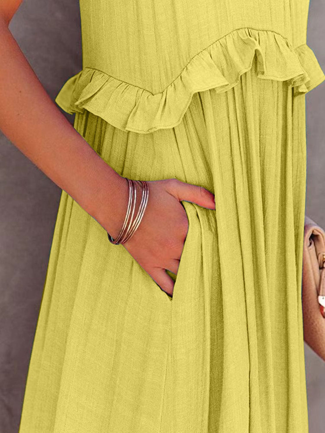 The802Gypsy Dresses GYPSY-Ruffled Sleeveless Tiered Maxi Dress with Pockets