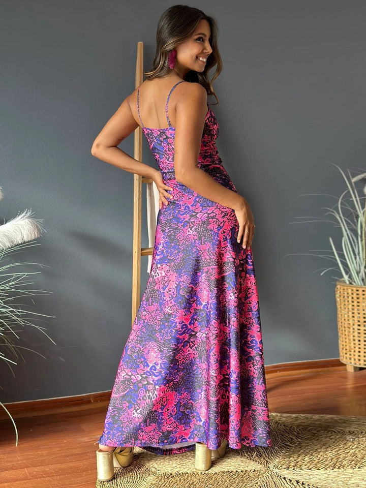 The802Gypsy Dresses GYPSY-Twisted Printed V-Neck Cami Dress