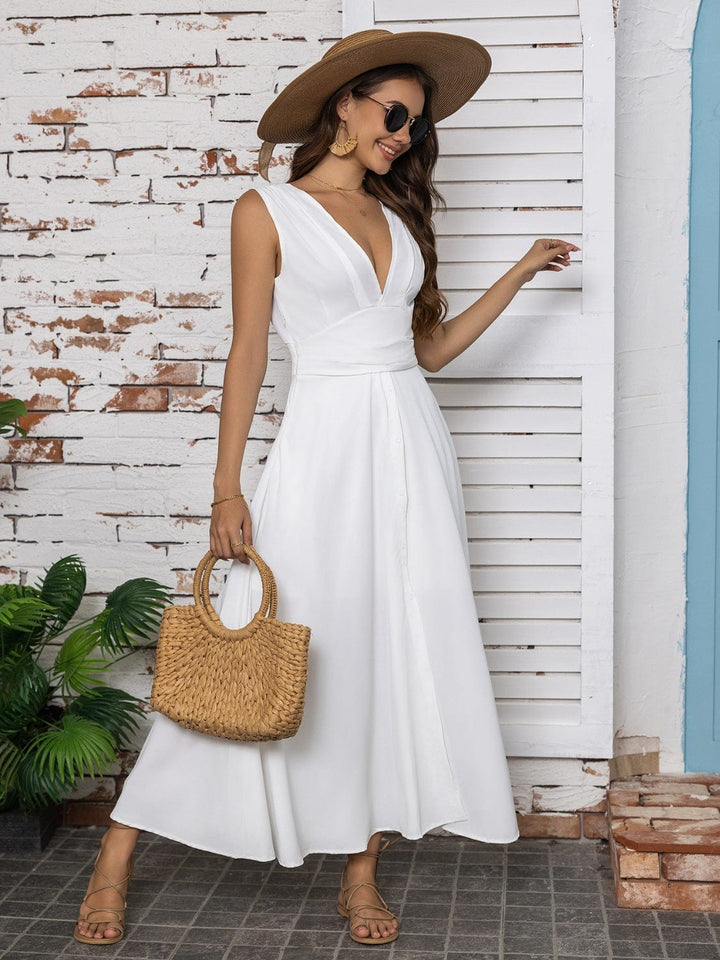 The802Gypsy dresses GYPSY-V-Neck Sleeveless Midi Dress