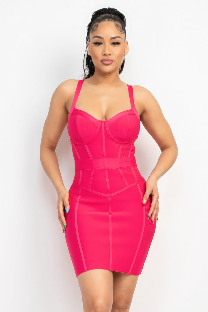 The802Gypsy  Dresses Hot Pink / S ❤GYPSY LOVE-Sweetheart Wide Strap Bandage Dress