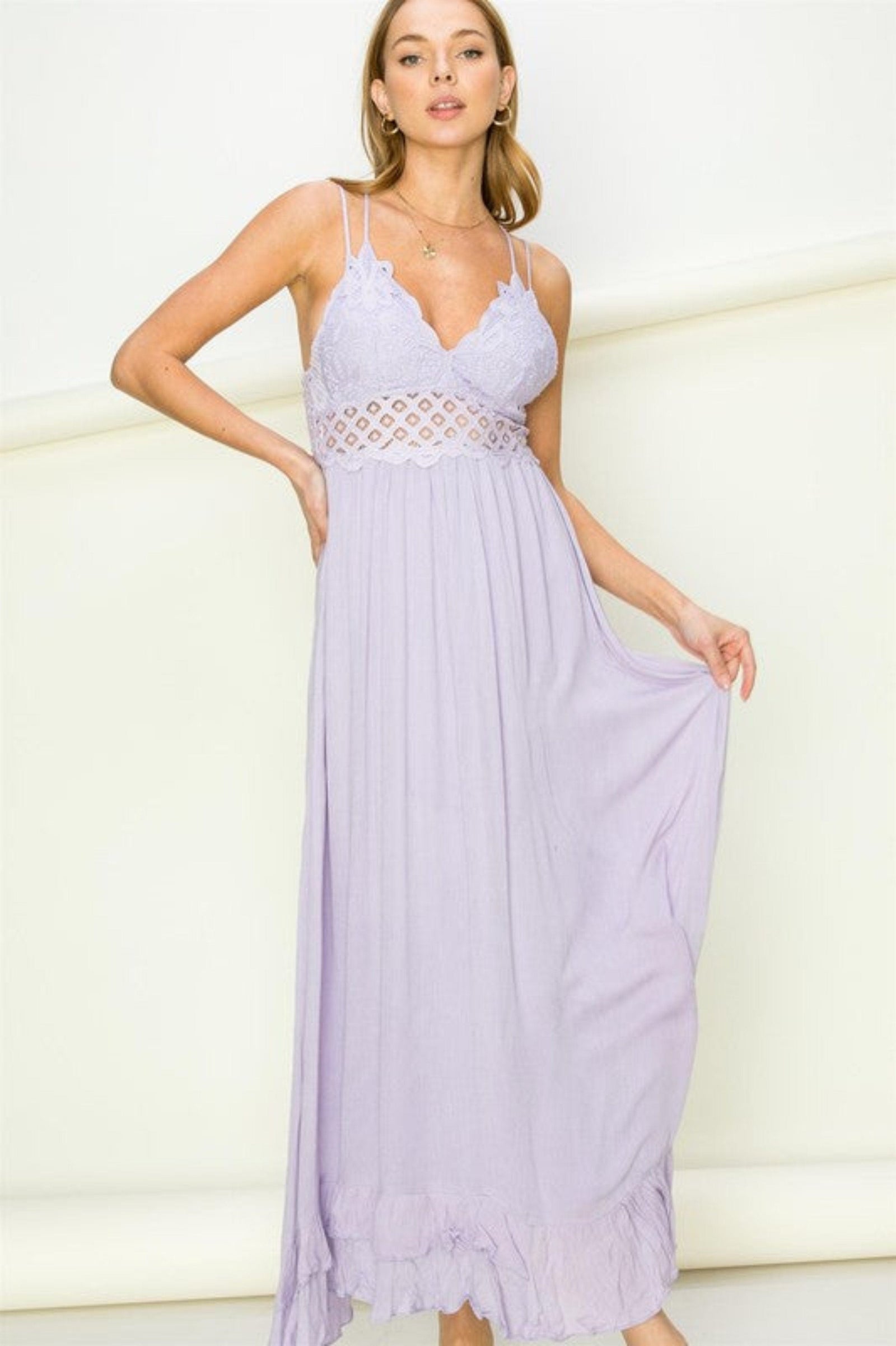 The802Gypsy Dresses LAVENDER / S ❤️GYPSY FOX-HYFVE-Bustier Lace Maxi Dress