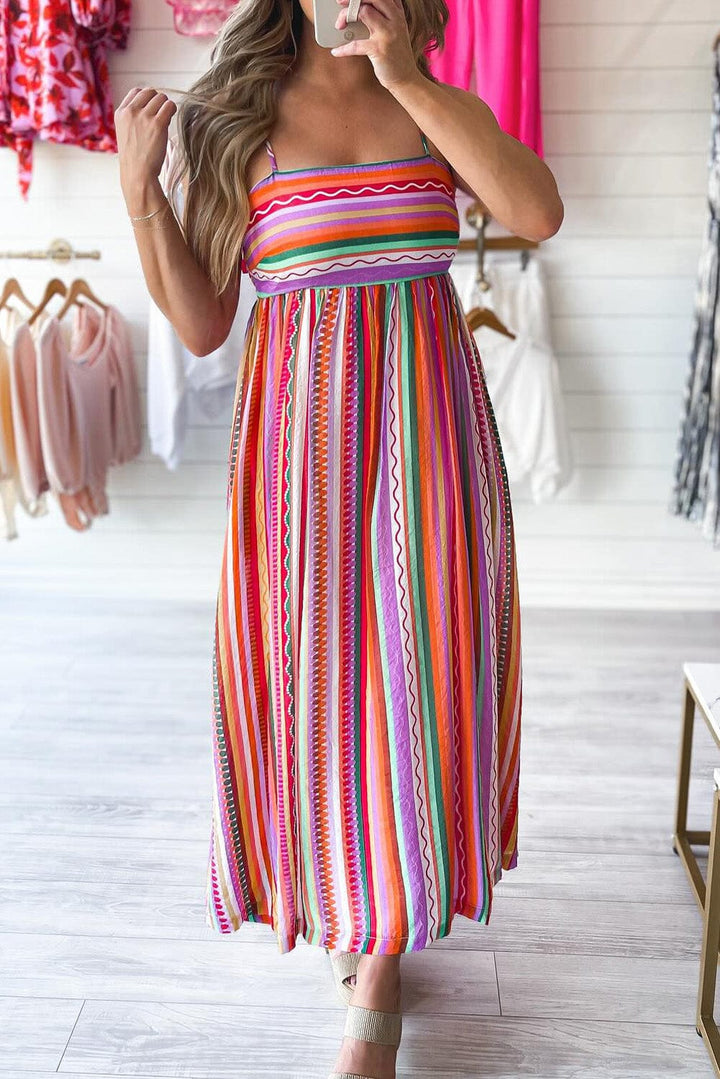 The802Gypsy  Dresses/Maxi Dresses Multicolour / S / 100%Polyester TRAVELING GYPSY-Vacation Vibes Boho Maxi Dress