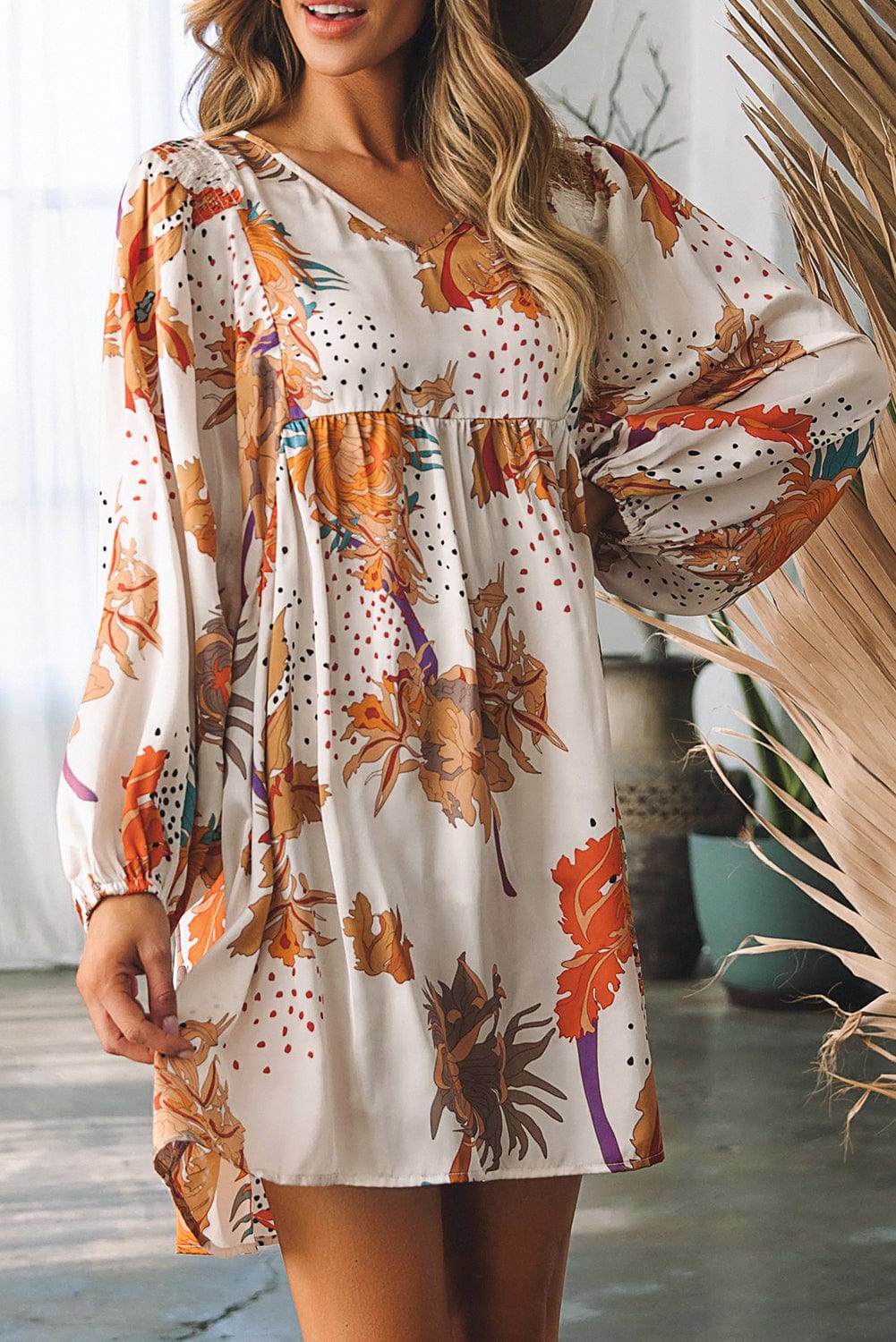 The802Gypsy  Dresses Multicolor / S / 100%Polyester TRAVELING GYPSY-Floral Empire Waist Shift Dress