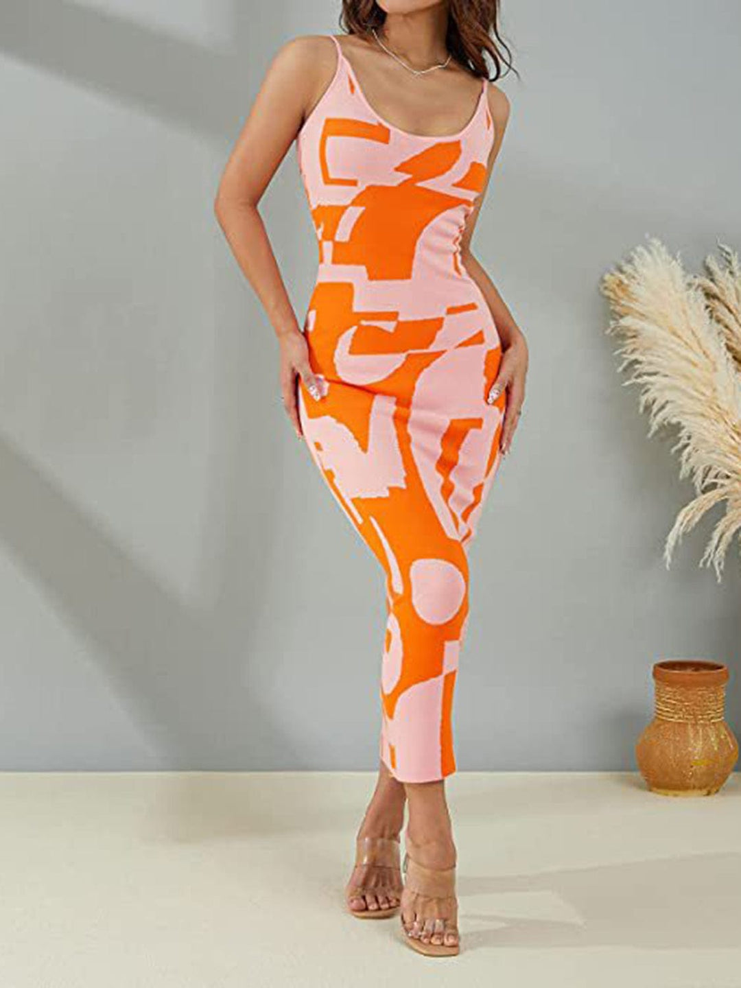 The802Gypsy Dresses Orange / S GYPSY-Spaghetti Strap Maxi Sweater Dress