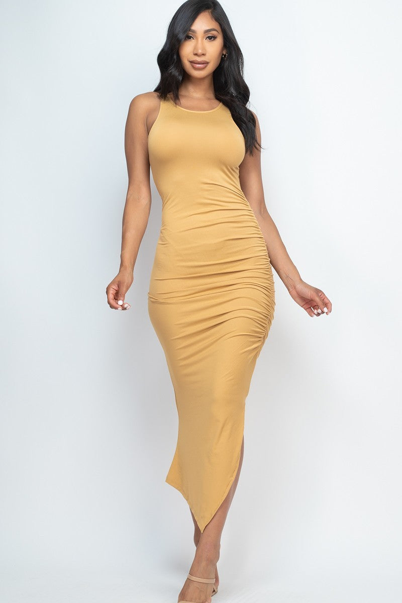 The802Gypsy  Dresses S / candy yellow ❤GYPSY LOVE-Sleeveless Ruched Side Split Maxi Dress