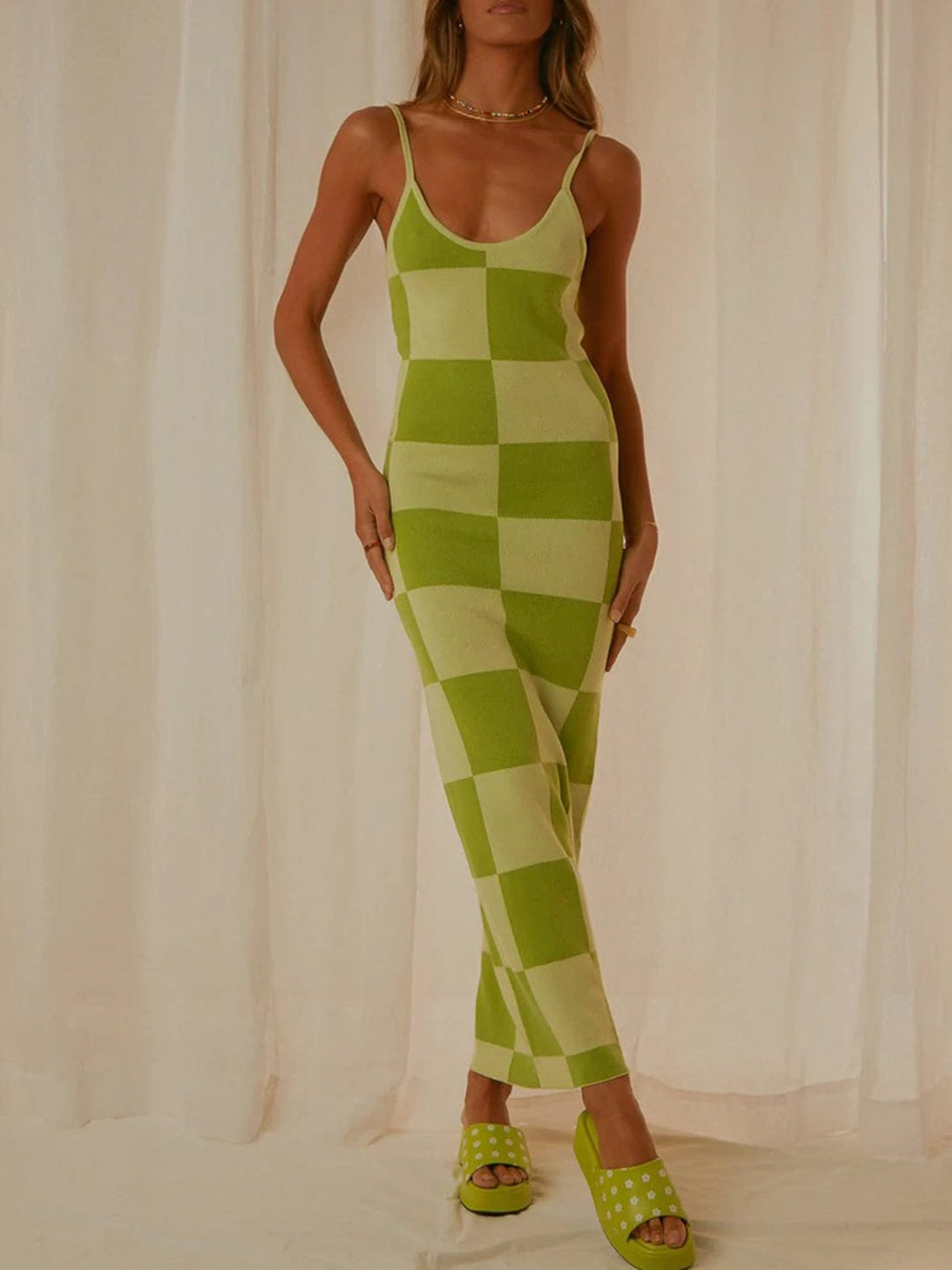 The802Gypsy Dresses Sage / S GYPSY-Spaghetti Strap Maxi Sweater Dress