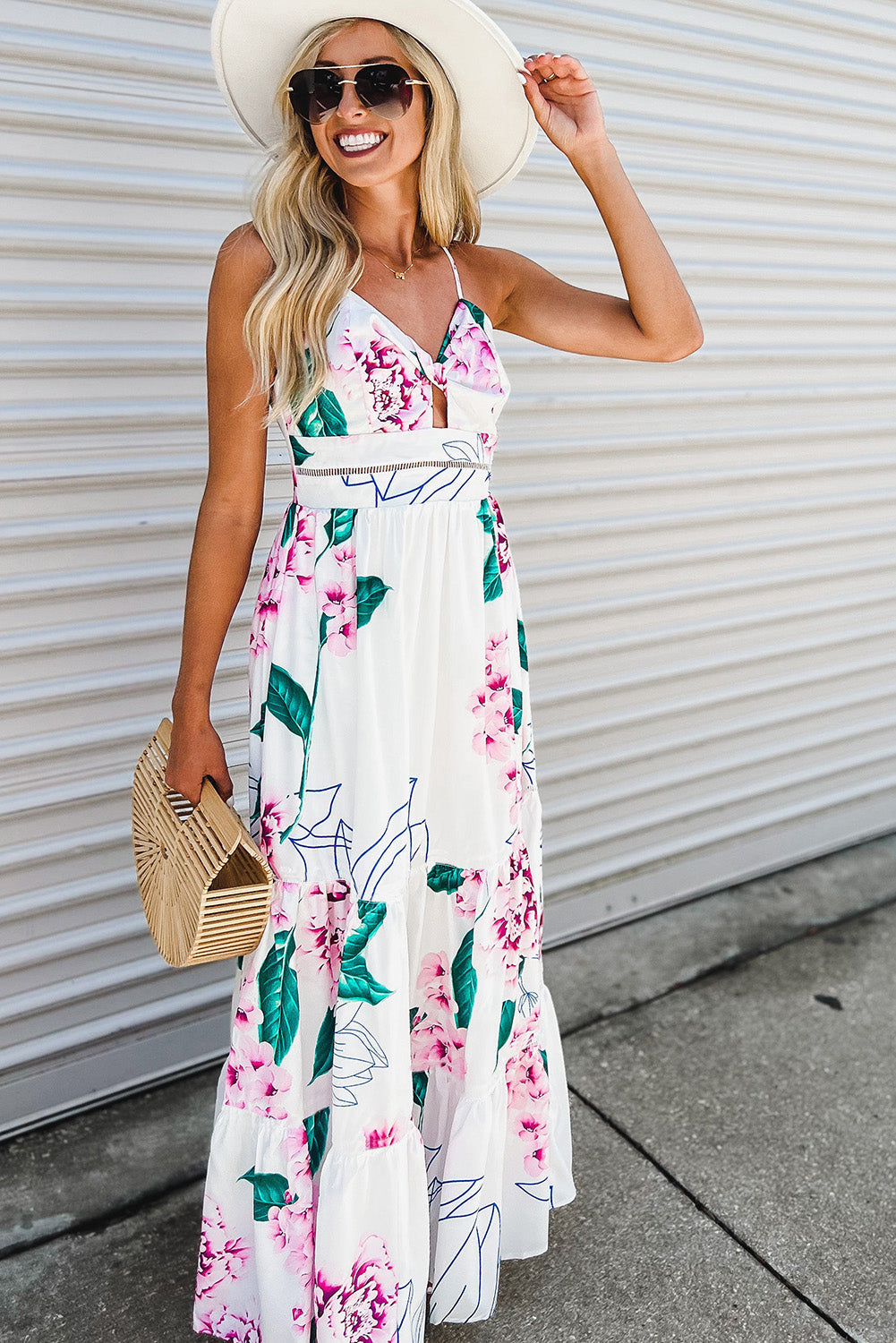 The802Gypsy  Dresses TRAVELING GYPSY-Cutout Adjustable Straps Maxi Dress