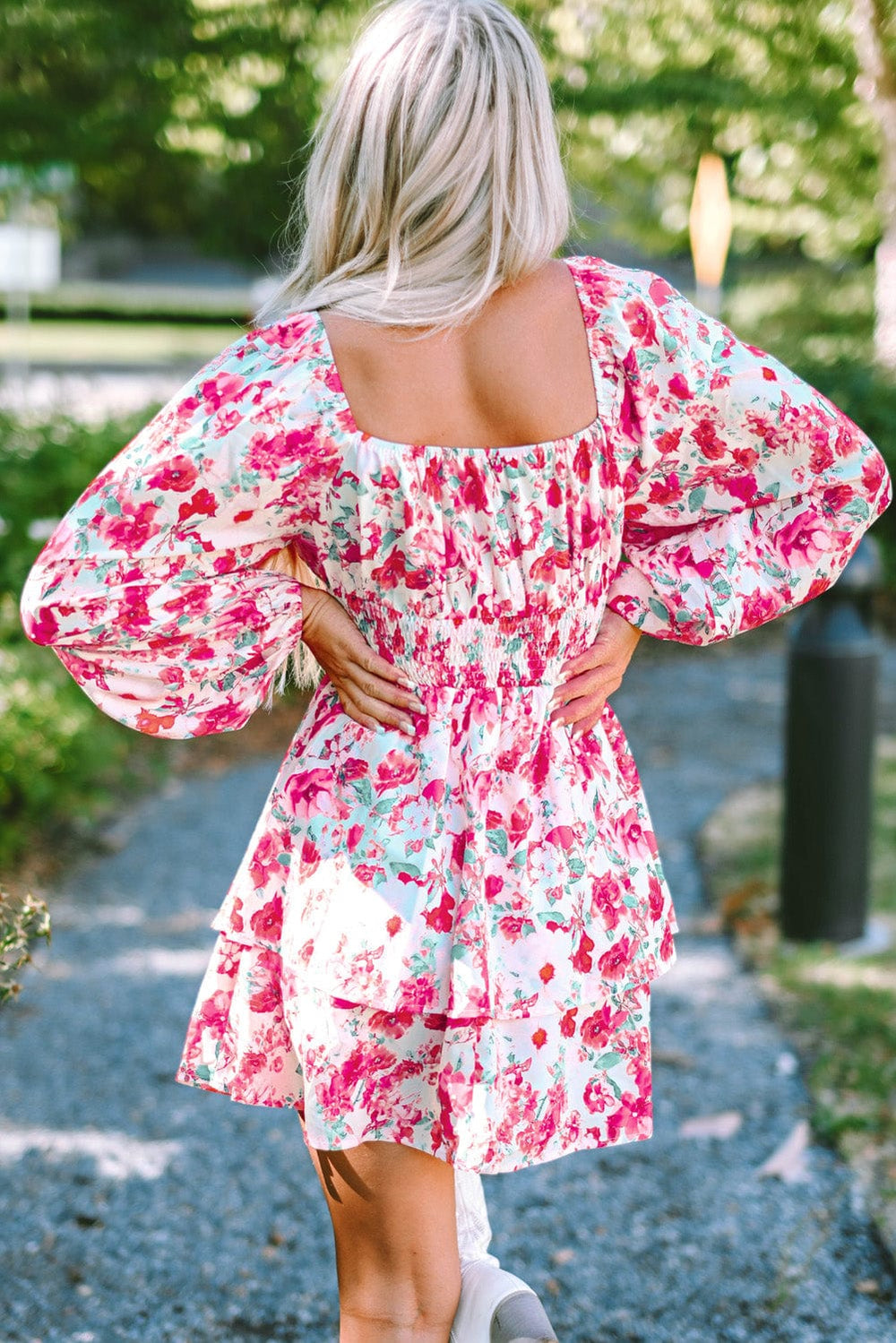 The802Gypsy  Dresses TRAVELING GYPSY-High Waist Puff Sleeve Floral Dress