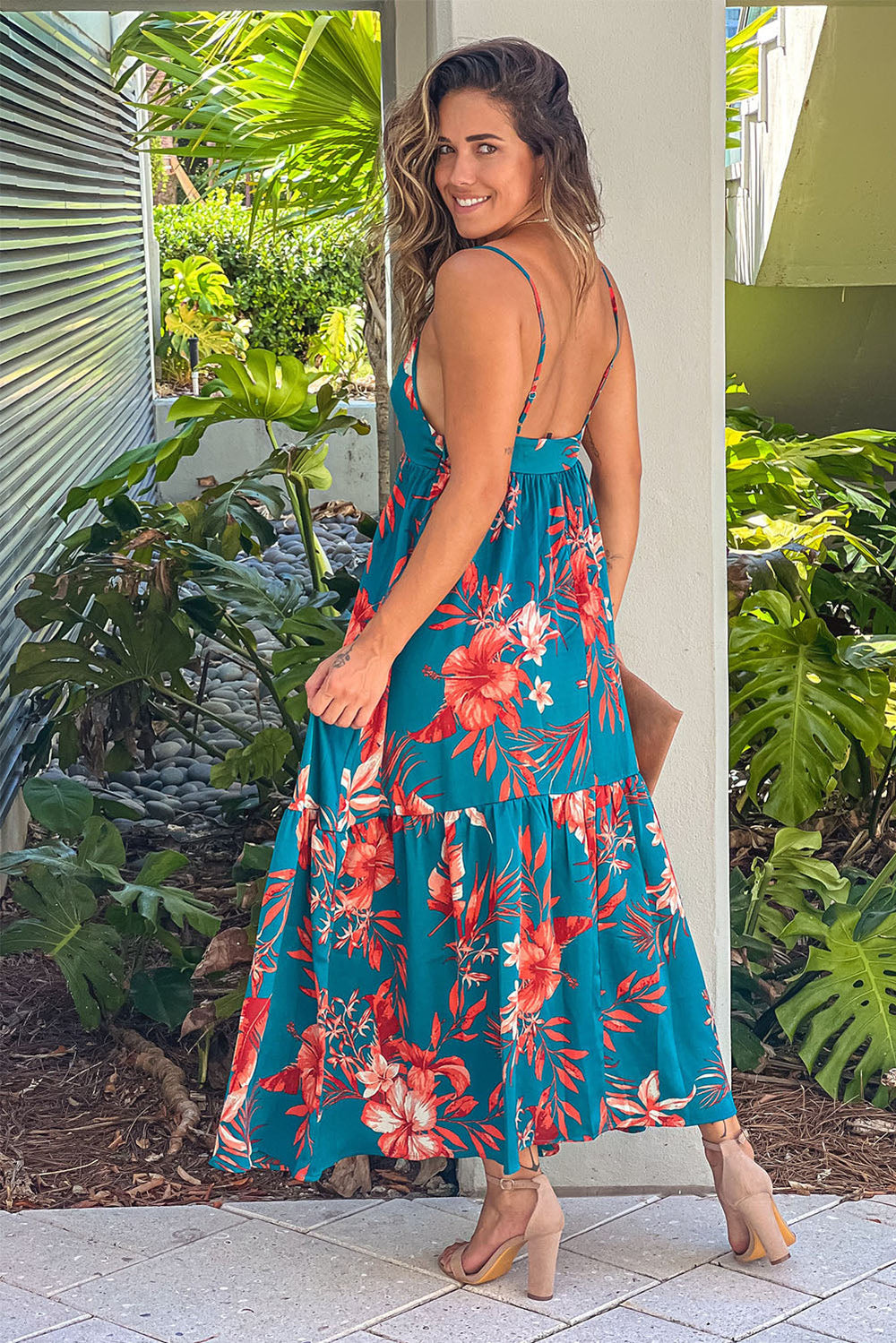 The802Gypsy  Dresses TRAVELING GYPSY-Open Back Floral Maxi Dress