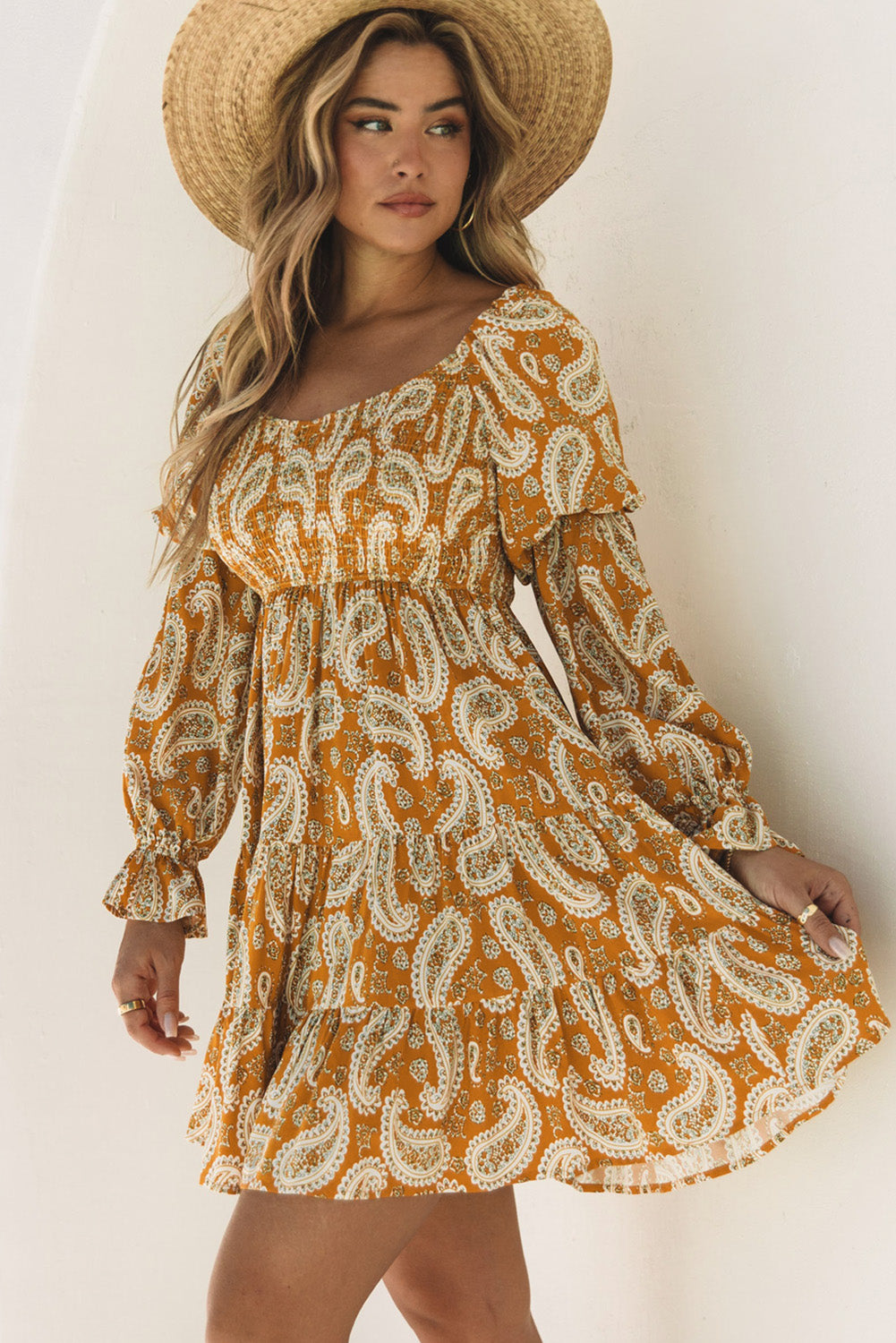 The802Gypsy  Dresses TRAVELING GYPSY-Paisley Long Sleeve Floral Dress