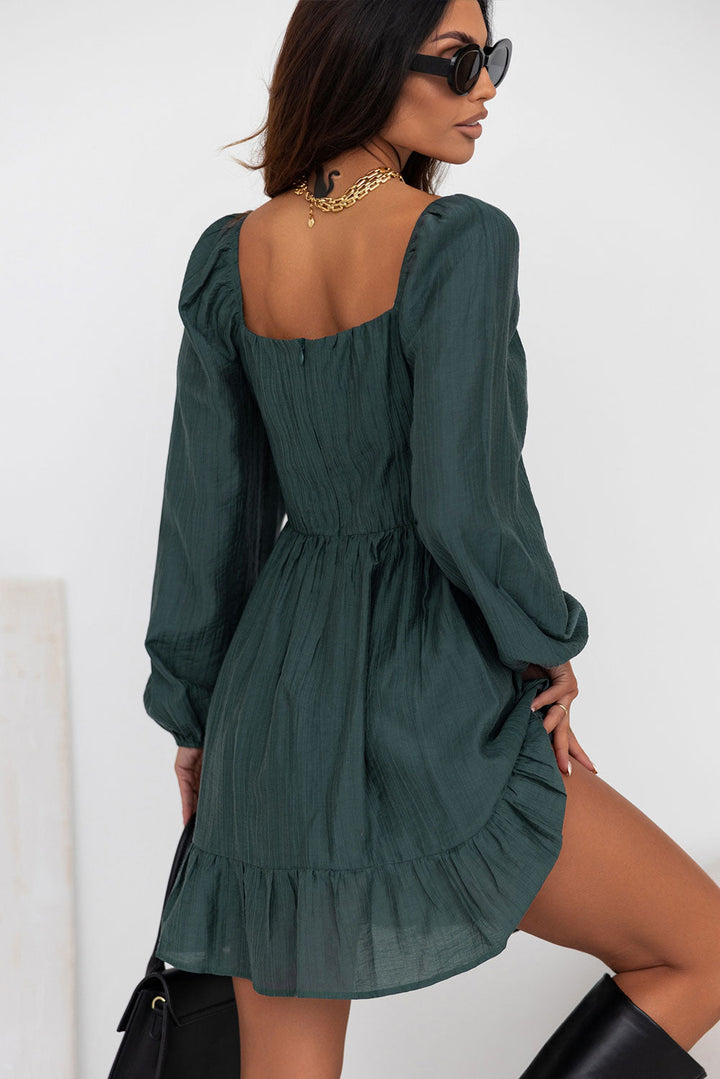 The802Gypsy  Dresses TRAVELING GYPSY-Square Neck Puff Sleeve Mini Dress