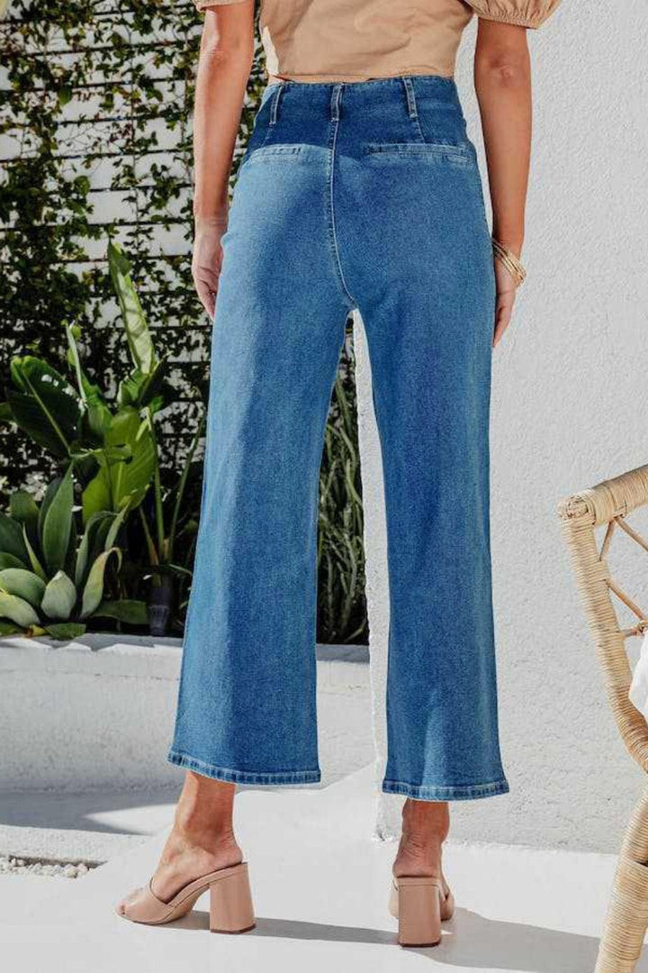 The802Gypsy-GYPSY Bottoms/Jeans GYPSY-Button Fly Cropped Wide Leg Jeans