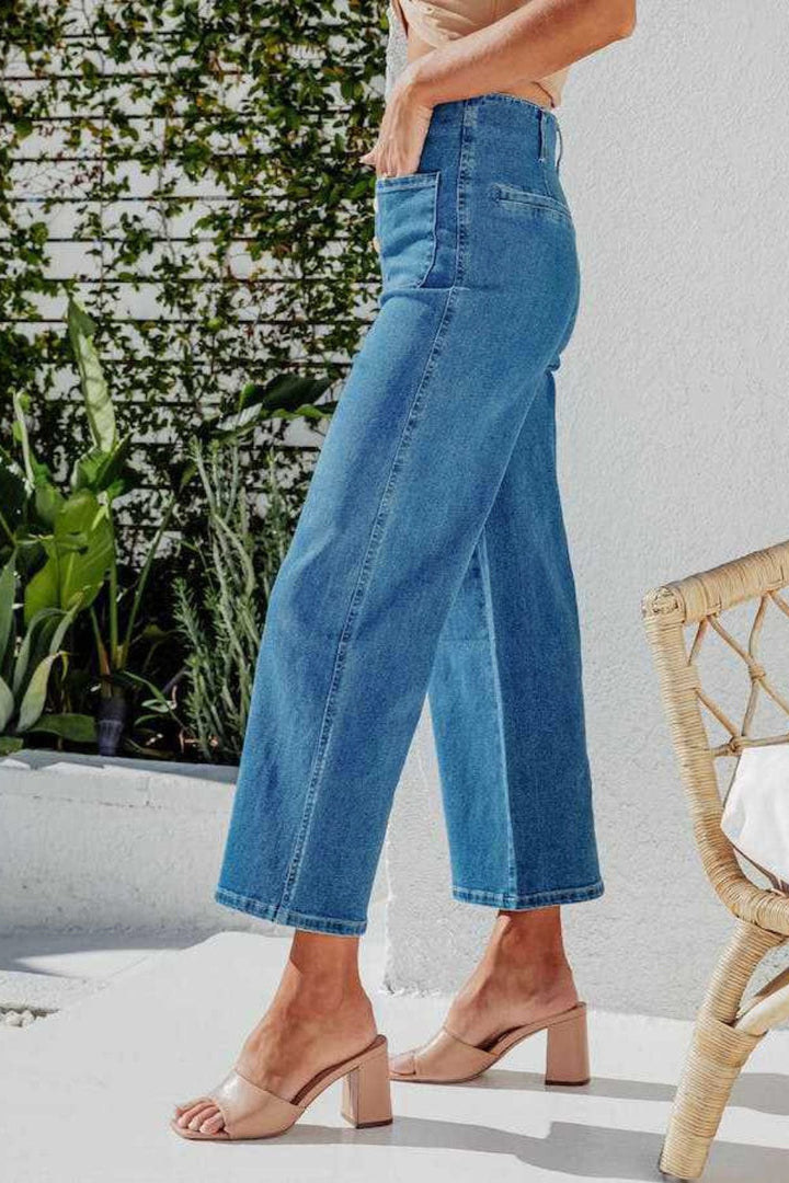 The802Gypsy-GYPSY Bottoms/Jeans GYPSY-Button Fly Cropped Wide Leg Jeans