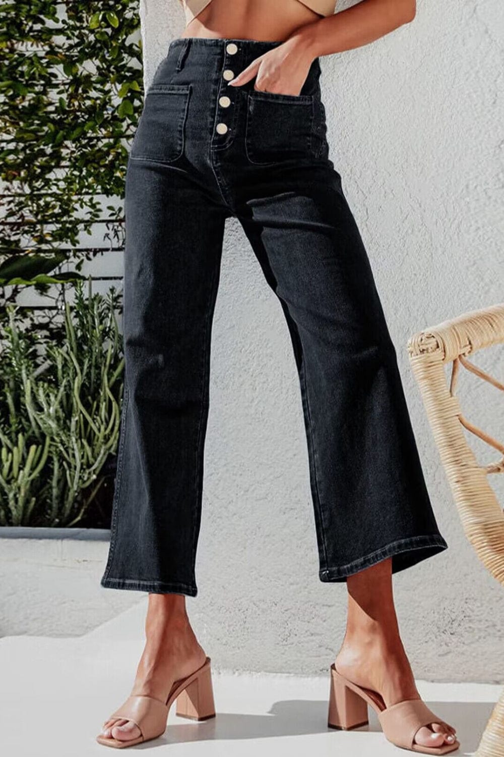 The802Gypsy-GYPSY Bottoms/Jeans GYPSY-Button Fly Cropped Wide Leg Jeans