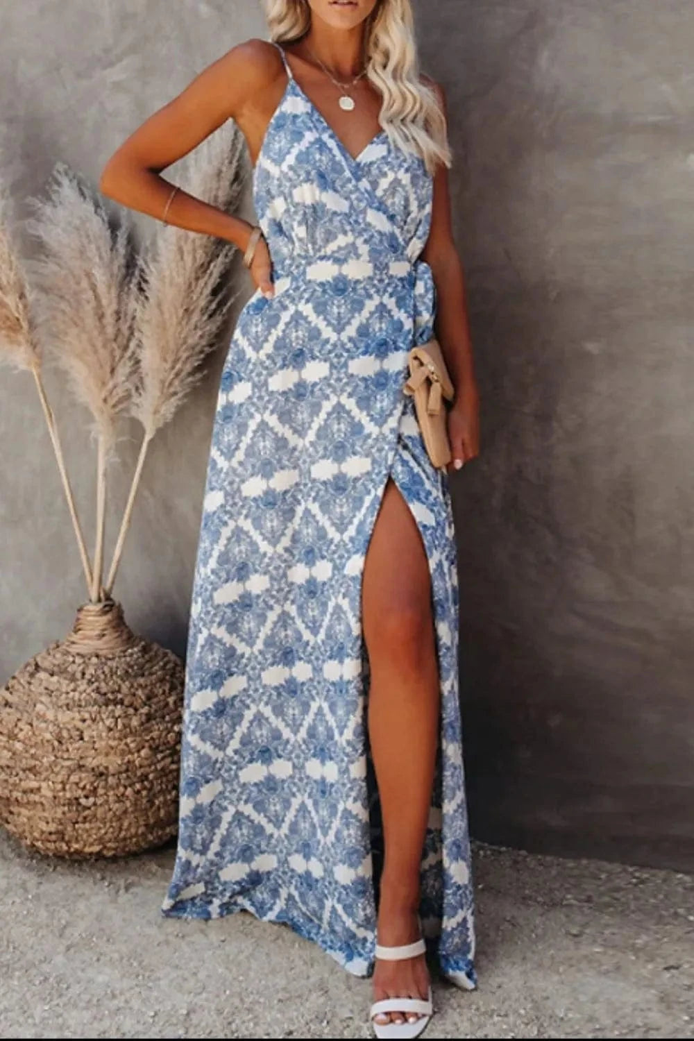 The802Gypsy-Gypsy Dress/Beach Dress GYPSY - Tied Printed Maxi Cami Dress