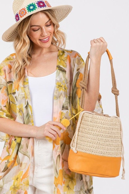 The802Gypsy-GYPSYFOX Shoes & Bags/Handbags Orange / O/S ❤️GYPSY FOX - Faux Straw Summer Bucket Bag by LA Jewelry Plaza