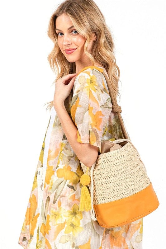 The802Gypsy-GYPSYFOX Shoes & Bags/Handbags Orange / O/S ❤️GYPSY FOX - Faux Straw Summer Bucket Bag by LA Jewelry Plaza
