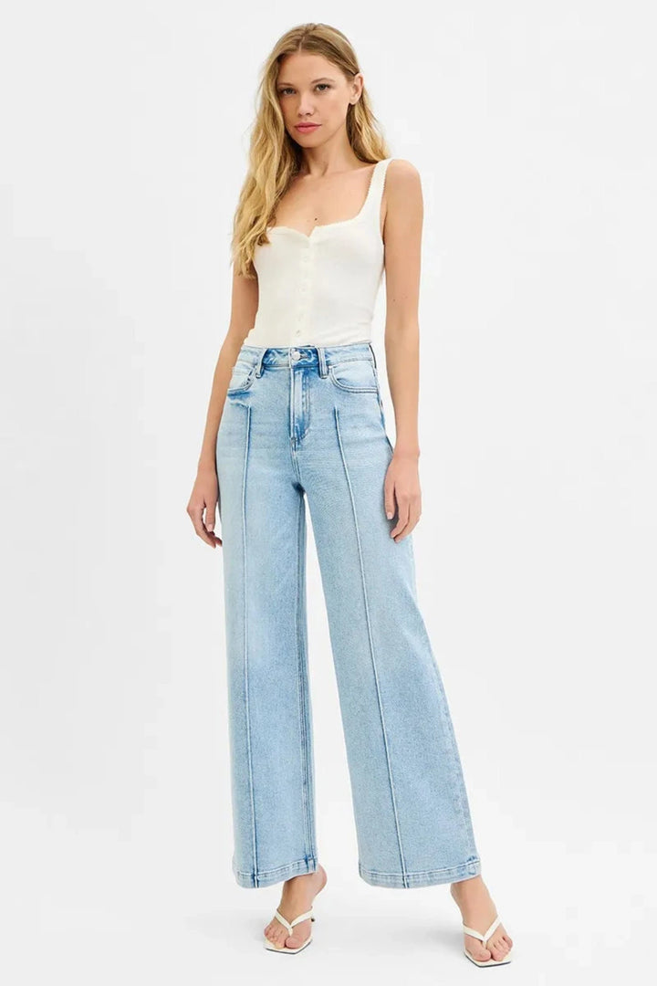 The802Gypsy-GypsyUSA Bottoms/Jeans ❤️GYPSY - High Waist Wide Leg Pintuck Detailed by RISEN