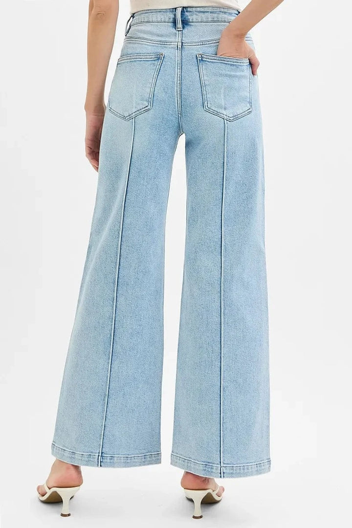The802Gypsy-GypsyUSA Bottoms/Jeans ❤️GYPSY - High Waist Wide Leg Pintuck Detailed by RISEN